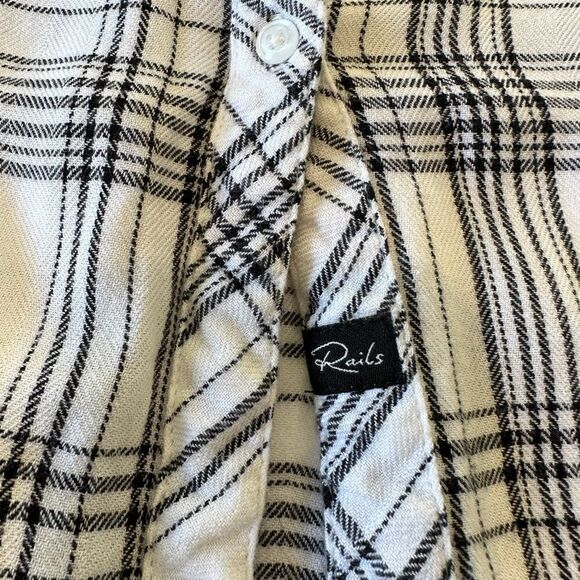Rails Classic Hunter Black and White Plaid Button Down Soft Shirt, XS - Picture 6 of 10